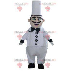 Mascotte de chef cuisinier avec une toque et une moustache -