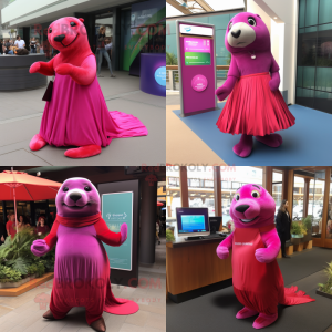 Magenta Sea Lion maskot...