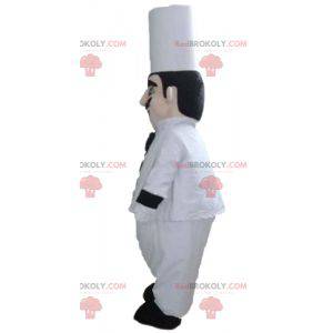 Mascota del jefe de cocina con sombrero de chef y bigote -