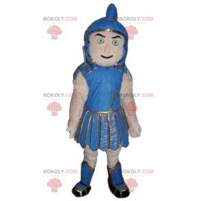 Gladiator Maskottchen in traditioneller blauer Kleidung -