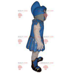 Gladiator Maskottchen in traditioneller blauer Kleidung -