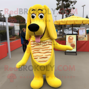 Citroengeel hotdog mascotte...