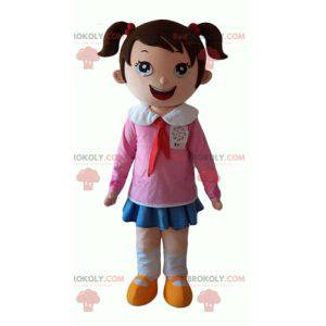 Very smiling little schoolgirl mascot - Redbrokoly.com