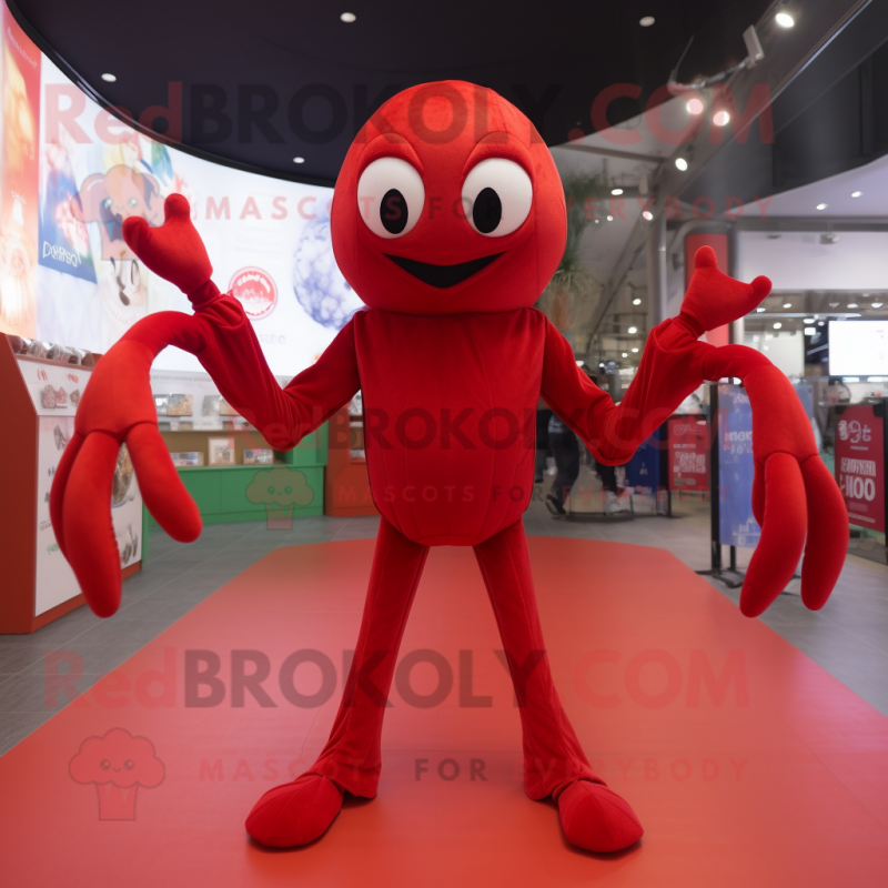 Red Spider mascot costume character dressed with Long Sleeve Tee and Gloves