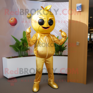 Gold Plommon maskot kostym...