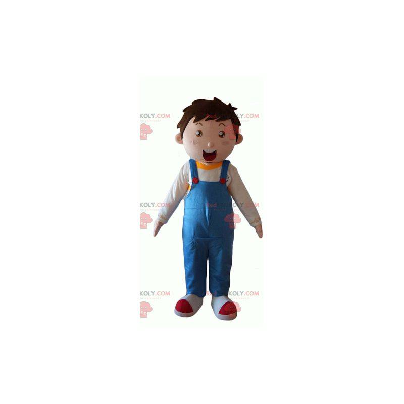 Menino mascote de macacão azul - Redbrokoly.com