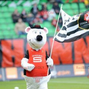 Maskot bílé myši ve sportovním oblečení - Redbrokoly.com