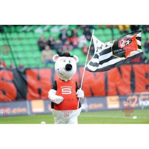 Maskot bílé myši ve sportovním oblečení - Redbrokoly.com