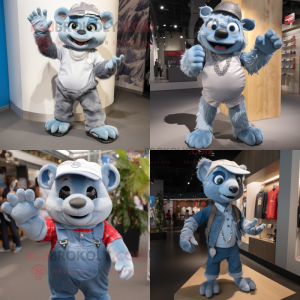 Silver Bracelet mascot costume character dressed with Denim Shorts and Mittens