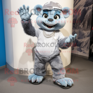 Silver Bracelet mascot costume character dressed with Denim Shorts and Mittens