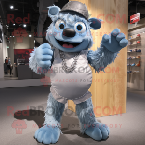 Silver Bracelet mascot costume character dressed with Denim Shorts and Mittens