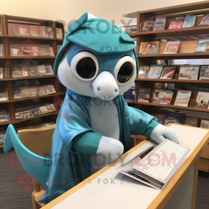 Teal Dolphin maskot kostym...