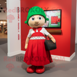 Red Irish flag mascot costume character dressed with Maxi Skirt and Tote bags