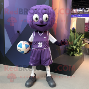 Purple Volleyball ball mascot costume character dressed with Midi Dress and Belts