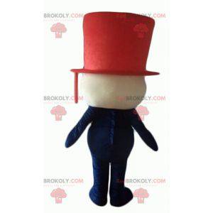Mascote do boneco de neve com cartola vermelha - Redbrokoly.com