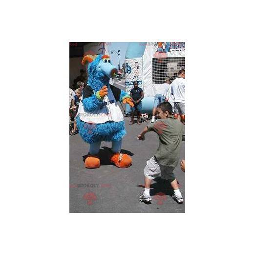 Mascotte de monstre bleu mignon et poilu - Redbrokoly.com