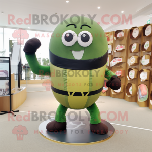 Olive human cannon ball mascot costume character dressed with Leggings and Belts