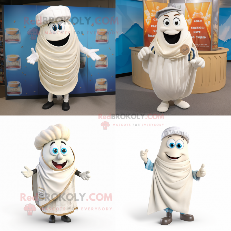 White Clam Chowder mascot costume character dressed with Waistcoat and Wraps White Clam Chowder mascot costume character dressed with Waistcoat and Wraps