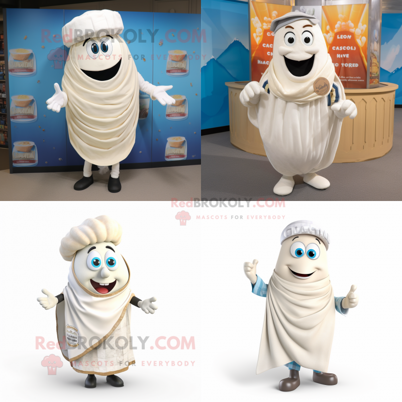 White Clam Chowder mascot costume character dressed with Waistcoat and Wraps