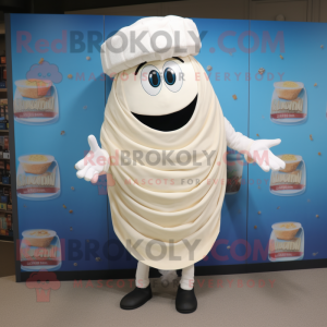 White Clam Chowder mascot costume character dressed with Waistcoat and Wraps