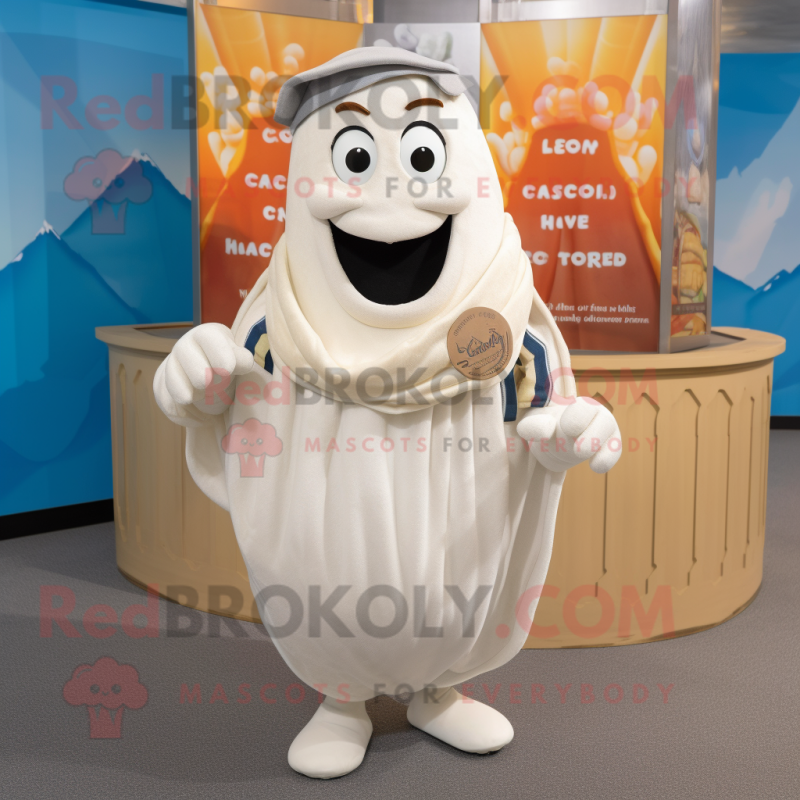 White Clam Chowder mascot costume character dressed with Waistcoat and Wraps