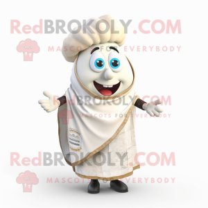 White Clam Chowder mascot costume character dressed with Waistcoat and Wraps