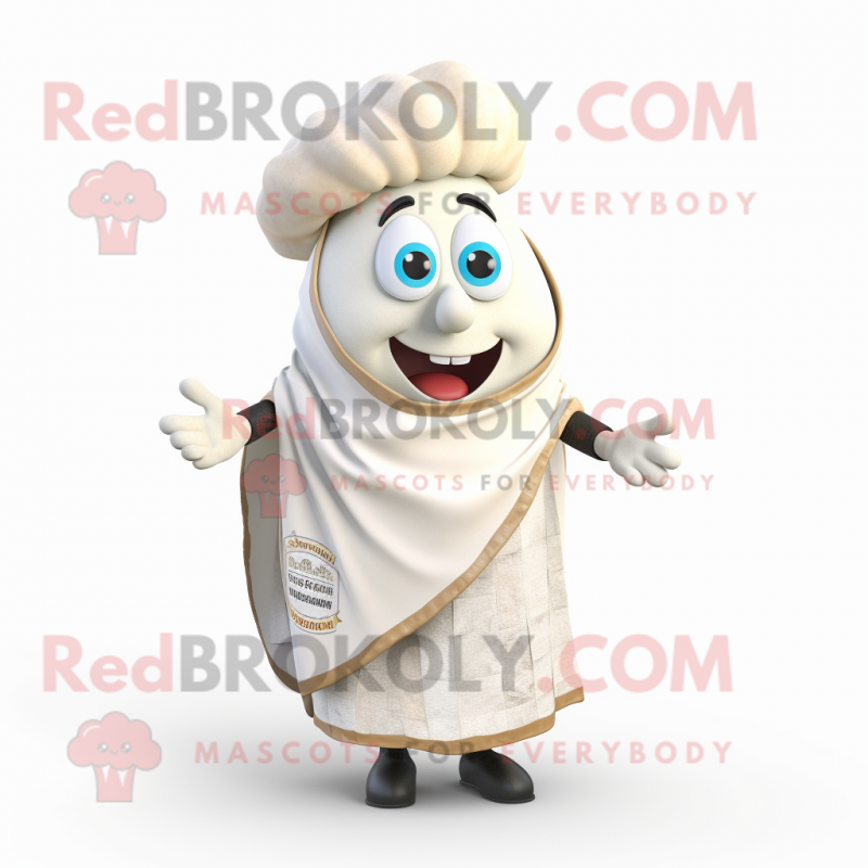 White Clam Chowder mascot costume character dressed with Waistcoat and Wraps White Clam Chowder mascot costume character dressed with Waistcoat and Wraps