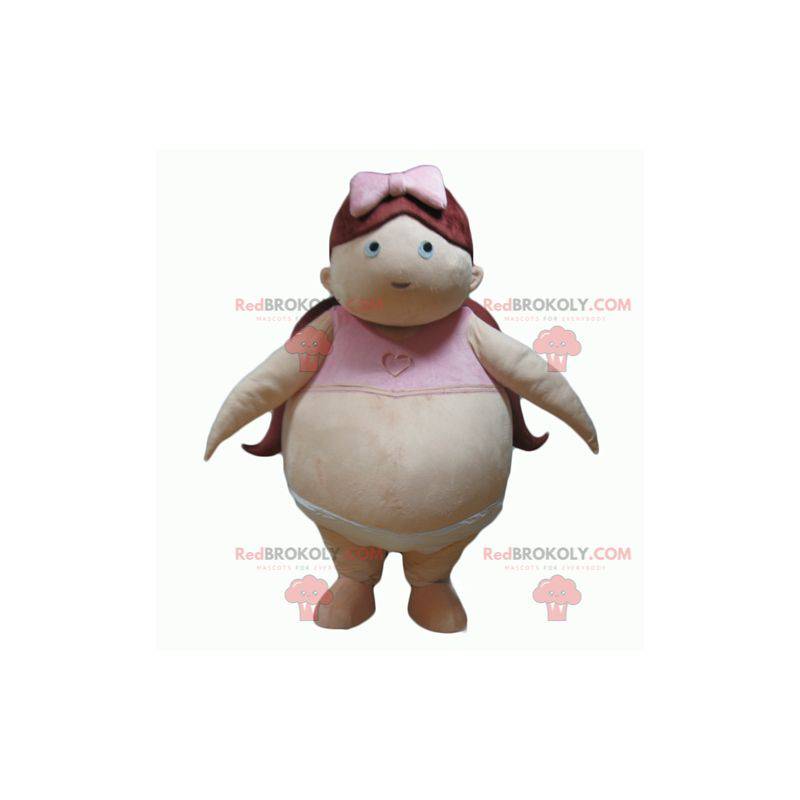 Mascotte de fille obèse de gros bébé - Redbrokoly.com
