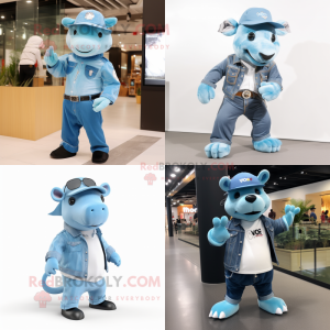 Sky Blue Tapir maskot...