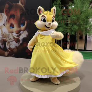 Lemon Yellow Squirrel mascot costume character dressed with Skirt and Cummerbunds