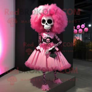 Pink Skull maskot kostume...