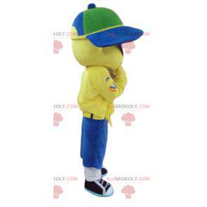 All yellow boy mascot with a cap and glasses - Redbrokoly.com