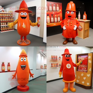 Oransje flaske med ketchup...