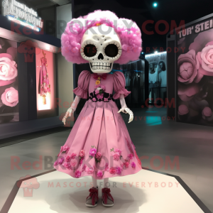 Pink Skull maskot kostym...
