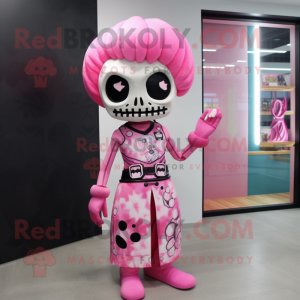Pink Skull mascotte kostuum...
