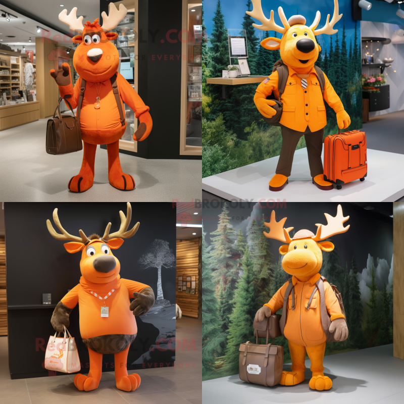 Orange Elk mascot costume character dressed with Trousers and Handbags Orange Elk mascot costume character dressed with Trousers and Handbags