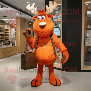 Orange Elk mascot costume character dressed with Trousers and Handbags