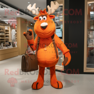 Orange Elk maskot kostume...