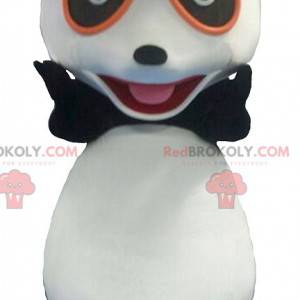 Mascote panda preto e branco com óculos
