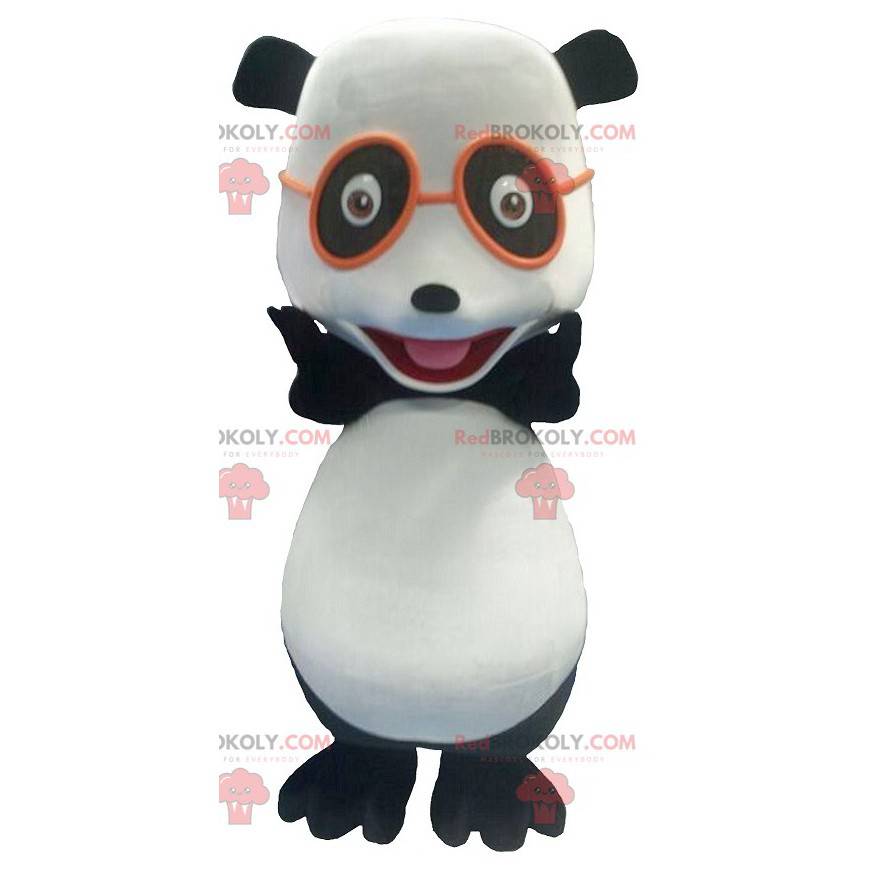 Mascota panda blanco y negro con gafas - Redbrokoly.com