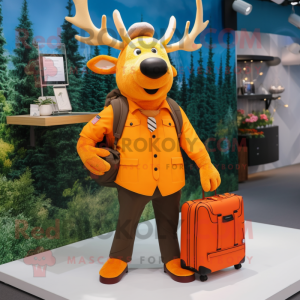 Orange Elk mascot costume character dressed with Trousers and Handbags