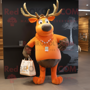 Orange Elk mascot costume character dressed with Trousers and Handbags