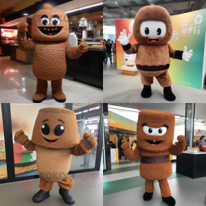 Brown Fried Rice mascot costume character dressed with Leggings and Gloves