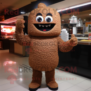 Brown Fried Rice mascot costume character dressed with Leggings and Gloves