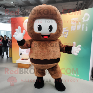 Brown Fried Rice mascot costume character dressed with Leggings and Gloves