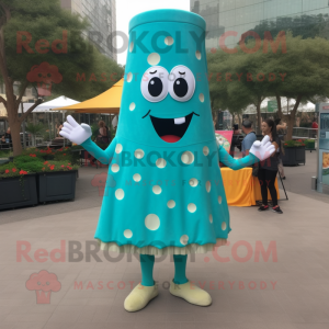 Turquoise pizza slice mascot costume character dressed with Pencil Skirt and Shoe laces