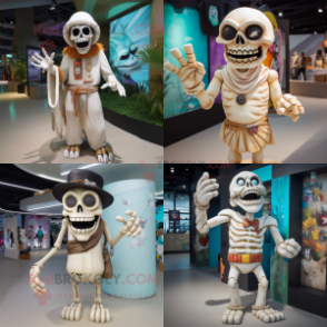 Cream Undead mascot costume character dressed with Swimwear and Bracelets
