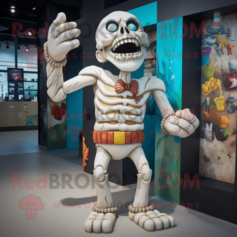 Cream Undead mascot costume character dressed with Swimwear and Bracelets Cream Undead mascot costume character dressed with Swimwear and Bracelets