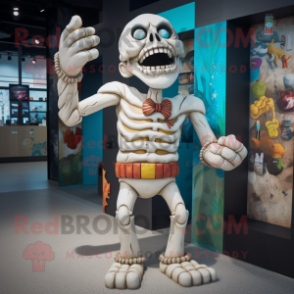 Cream Undead mascot costume character dressed with Swimwear and Bracelets