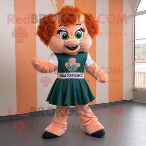 Peach Irish dancer mascot costume character dressed with V-Neck Tee and Cummerbunds